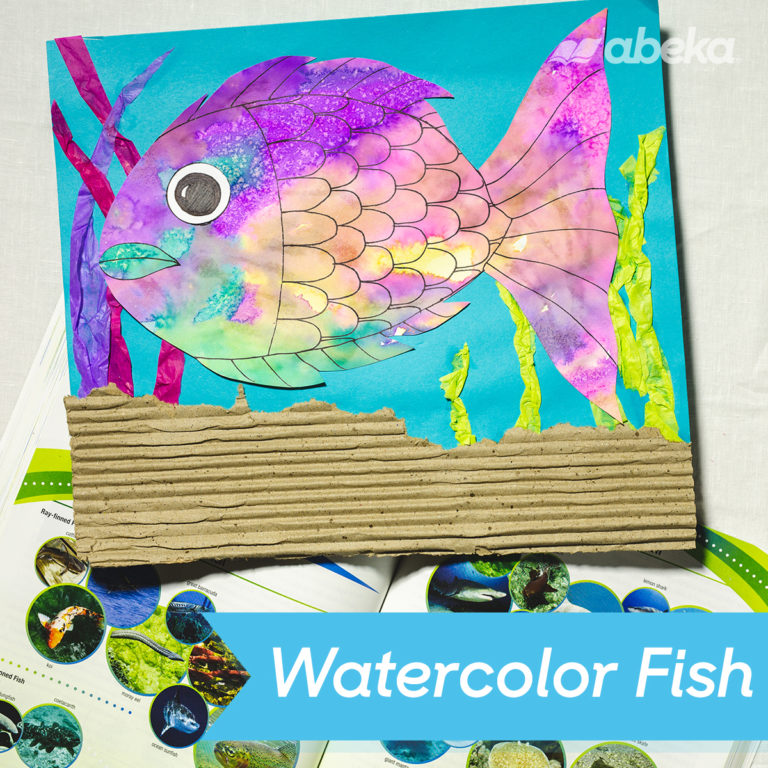 Watercolor Fish Underwater Scene - Abeka